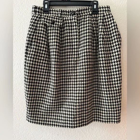Marc Jacobs Houndstooth Wool Blend Mini Skirt - Black & White - Size 10 - Picture 1 of 7